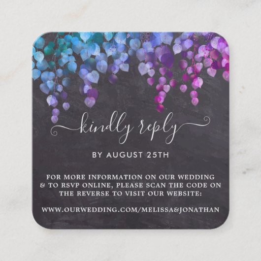 Carte D'accompagnement Rustique Eucalyptus Botanique Mariage RSVP QR Code (Devant)