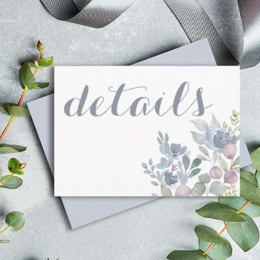 Carte D'accompagnement Rustique Eucalyptus Floral Dusty Mariage bleu