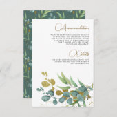 Carte D'accompagnement Rustique Eucalyptus Gold Branch Détails du Mariage (Devant / Derrière)