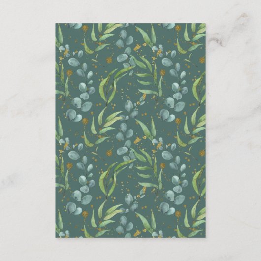 Carte D'accompagnement Rustique Eucalyptus Gold Branch Détails du Mariage (Dos)