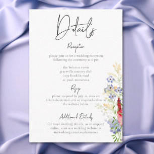 Carte D'accompagnement Rustique Fleurs sauvages d'été & Tournesols Détail