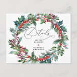 Carte D'accompagnement Rustique Floral Winter Wedding Détails de l'invité<br><div class="desc">Que vous incluiez vos informations de bloc de chambre d'hôtel sur vos dates de sauvegarde ou vos invitations de mariage réelles, nous vous recommandons d'inclure ces détails sur un insert séparé pour lui donner l'attention qu'il mérite. La carte d'hébergement mariage doit correspondre au motif de vos invitations autant que possible....</div>