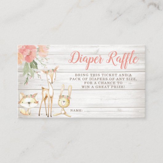 Carte D'accompagnement Rustique Floral Woodland Animaux Fille Déchets Raf (Devant)