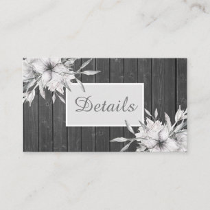 Carte D'accompagnement Rustique gris élégant. Détails de mariage