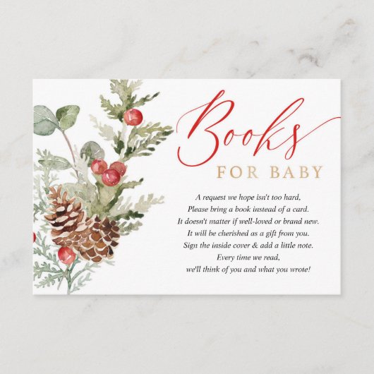 Carte D'accompagnement Rustique hiver feuillage de Noël demande de carnet (Devant)