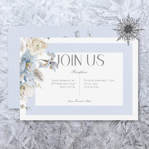 Carte D'accompagnement Rustique hiver Frosty Réception Florale Bleu & Bla