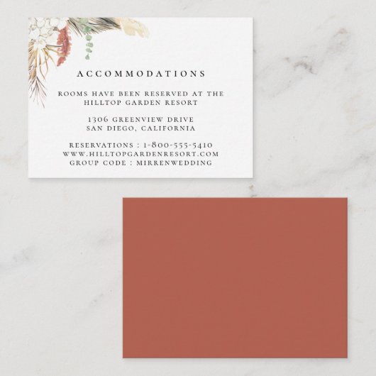 Carte D'accompagnement Rustique Jungle Mariage Hébergements (Devant / Derrière)