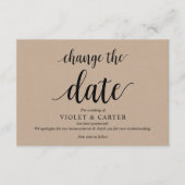 Carte D'accompagnement Rustique Kraft, Noir, Mariage postpone, modifiable (Devant)