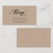 Carte D'accompagnement Rustique Kraft, Script noir, réponse RSVP (Devant / Derrière)