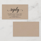 Carte D'accompagnement Rustique Kraft, Script noir, réponse RSVP (Devant / Derrière)