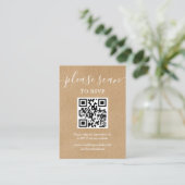 Carte D'accompagnement Rustique Kraft Script RSVP QR Code photo (Debout devant)