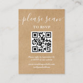 Carte D'accompagnement Rustique Kraft Script RSVP QR Code photo (Devant)