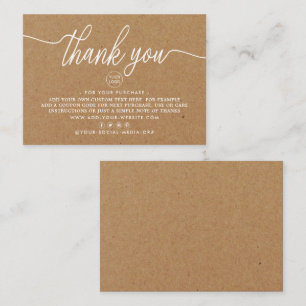Carte D'accompagnement Rustique Kraft Simple Script Merci d'entreprise