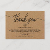 Carte D'accompagnement Rustique Kraft Simple Script Merci d'entreprise (Devant)