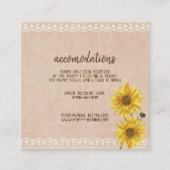 Carte D'accompagnement Rustique Lace & Burlap Sunflowers Mariage Hotel (Devant)