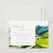 Carte D'accompagnement Rustique Mariage d'aquarelle du village de Campagn (Devant / Derrière)