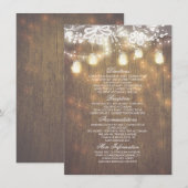 Carte D'accompagnement Rustique Mason Jars Lumières Dentelle Mariage Info (Devant / Derrière)
