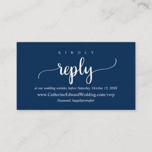 Carte D'accompagnement Rustique moderne, bleu marine, site RSVP en ligne