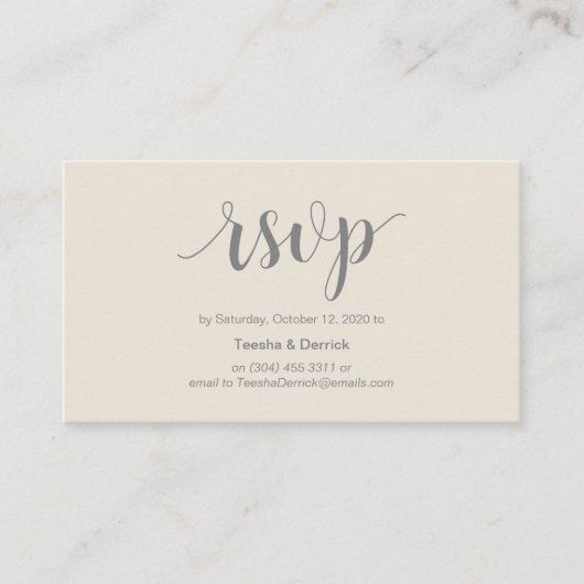 Carte D'accompagnement Rustique moderne, gris et crème, en ligne RSVP (Devant)