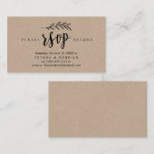 Carte D'accompagnement Rustique moderne, Kraft noir, Parti de mariage RSV (Devant / Derrière)