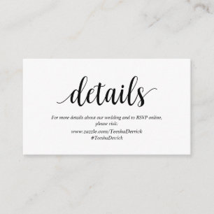 Carte D'accompagnement Rustique moderne, Noir, Détails Mariage, RSVP en l