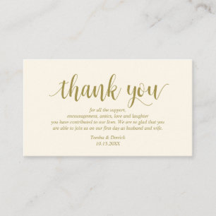 Carte D'accompagnement Rustique moderne, Or élégant, Merci Mariage