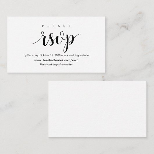 Carte D'accompagnement Rustique moderne, Script noir, boîtier RSVP en lig (Devant / Derrière)