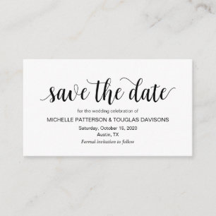 Carte D'accompagnement Rustique moderne, Script noir, Mariage Enregistrer