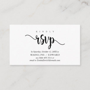 Carte D'accompagnement Rustique moderne, Script noir, réponse RSVP