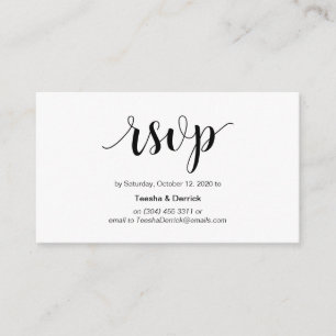 Carte D'accompagnement Rustique moderne, Script noir, RSVP en ligne