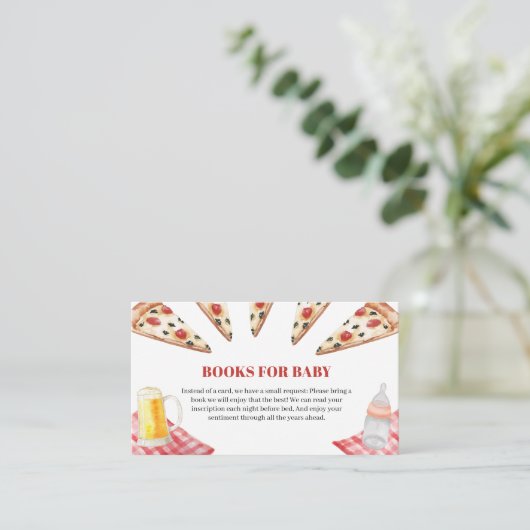 Carte D'accompagnement Rustique moderne Slice Pizza Bières Baby shower Li (Debout devant)