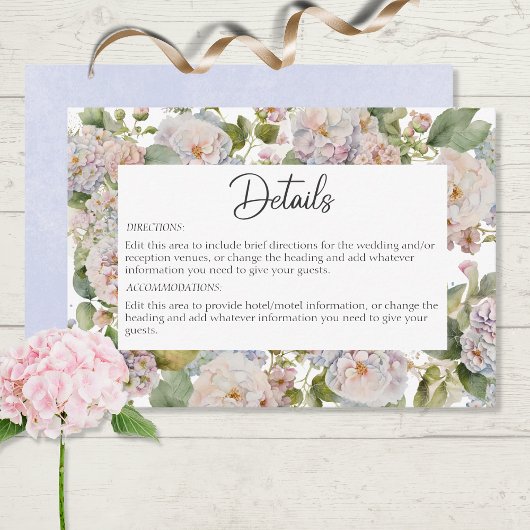 Carte D'accompagnement Rustique Pastel Hydrangea Floral Monogramme Blanc