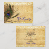 Carte D'accompagnement Rustique Peacock mariage de plume registre cadeau (Devant / Derrière)