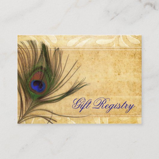 Carte D'accompagnement Rustique Peacock mariage de plume registre cadeau (Devant)