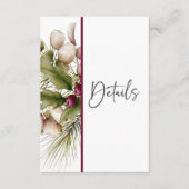 Carte D'accompagnement Rustique Pine Winter Bouquet Détails du Mariage (Devant)