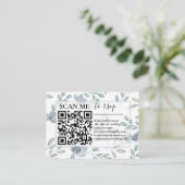 Carte D'accompagnement Rustique RSVP QR Code Dusty Blue Floral Mariage (Debout devant)