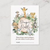 Carte D'accompagnement Rustique Safari Jungle Animaux Baby Diaper Raffle (Devant)