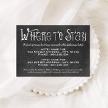 Carte D'accompagnement Rustique Script Chalkboard Mariage Hôtels Noir<br><div class="desc">Charmant tableau noir mariage hébergement "Where to Stay" cartes pour une occasion décontractée chic disposent de polices de style manuscrites et de motifs de défilement qui ont un aspect craie blanche sur un arrière - plan qui a un aspect rustique de tableau noir texturé.</div>