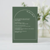 Carte D'accompagnement Rustique Simple élégant moderne Arc Mariage vert (Debout devant)
