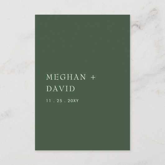 Carte D'accompagnement Rustique Simple élégant moderne Arc Mariage vert (Dos)