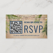 Carte D'accompagnement Rustique Toile de Jute Palmier Tropical Code QR RS (Devant)