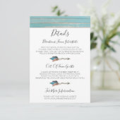 Carte D'accompagnement Rustique Turquoise Bois Détails / Directions (Debout devant)