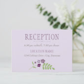 Carte D'accompagnement Rustique violet et vert Mariage floral (Debout devant)