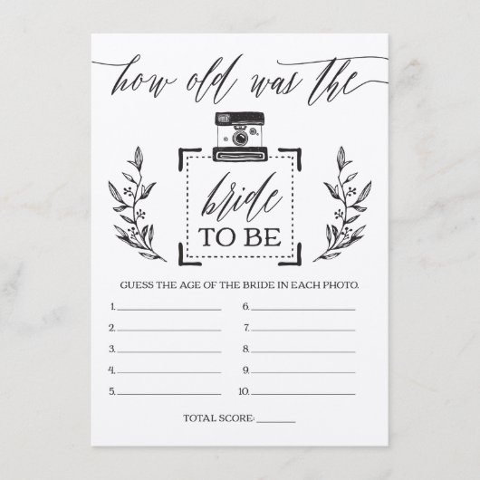 Carte D'accompagnement RustiqueQuel âge a été la mariée Fête des mariées  (Devant)