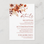 Carte D'accompagnement Rusty Bourgogne Brown Floral Détails Mariage (Devant)