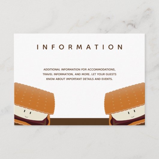 Carte D'accompagnement S’more Illustration Mariage Informations Brown bla (Devant)