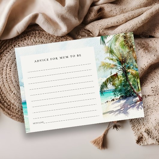 Carte D'accompagnement Sable Beach Palm Trees Conseils Pour Baby shower À
