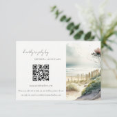 Carte D'accompagnement Sable côtier Plage Mariage QR Code RSVP (Debout devant)