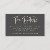 Carte D'accompagnement Sable noir moderne Script Lettres site Mariage (Devant)