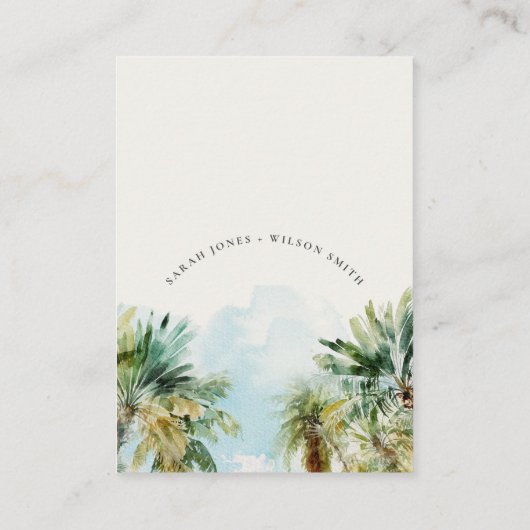 Carte D'accompagnement Sable Tropical Plage Palm Tree Mariage Wishing Wel (Dos)